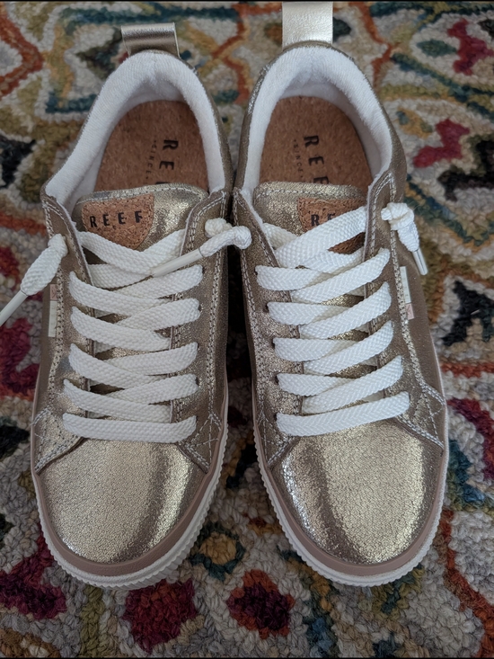 Reef Shoes - Reef Women’s Gold Metallic Lace-Up Sneakers with White Laces